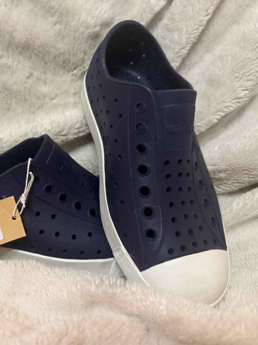 Native Shoes Jefferson Print Slip-On Youth 5, Navy White, NWT